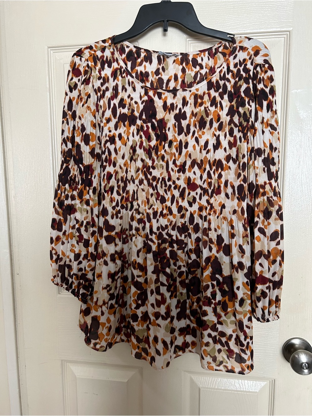 Pleated Animal Print Tunic Top - Multicolor
